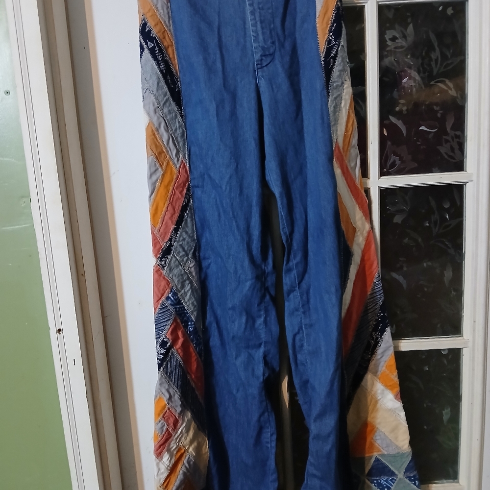 We Free People 26 FABULOUS Stick By Your Side Patched Wide-Leg Jeans Flare Pants - Picture 7 of 16